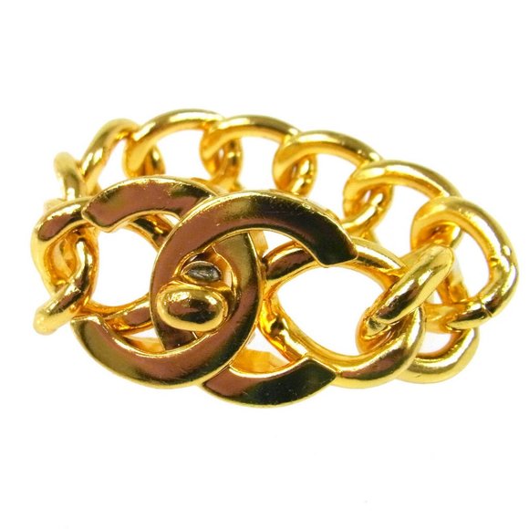 CHANEL Vintage CC Motif Gold Chain Bracelet - Picture 1 of 4